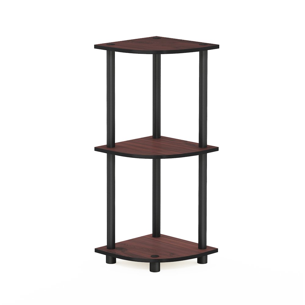 Turn-N-Tube 3-Tier Corner Shelf, Toolless Assembly, Dark Cherry. Picture 1