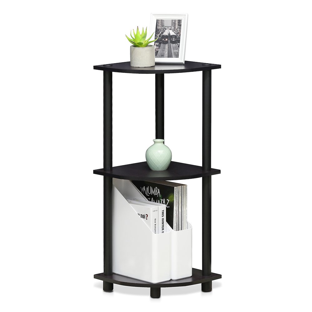 Turn-N-Tube 3-Tier Corner Shelf, Toolless Assembly, Dark Walnut. Picture 7