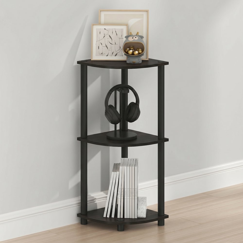 Turn-N-Tube 3-Tier Corner Shelf, Toolless Assembly, Espresso. Picture 3