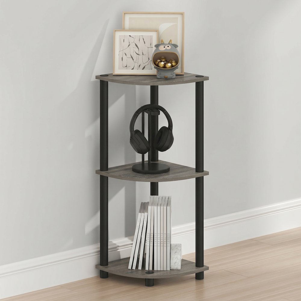 Turn-N-Tube 3-Tier Corner Shelf, Toolless Assembly, French Oak. Picture 3