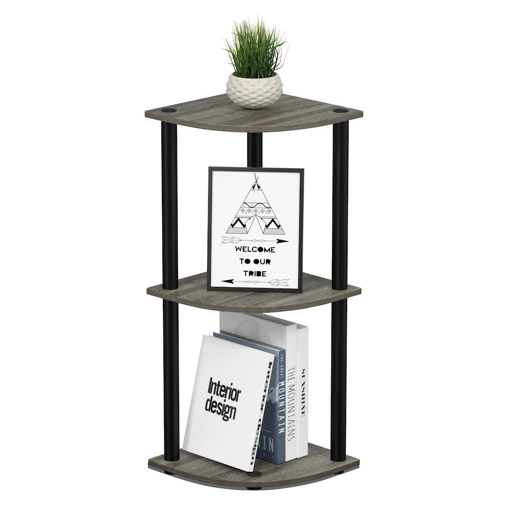 Turn-N-Tube 3-Tier Corner Shelf, Toolless Assembly, French Oak. Picture 6