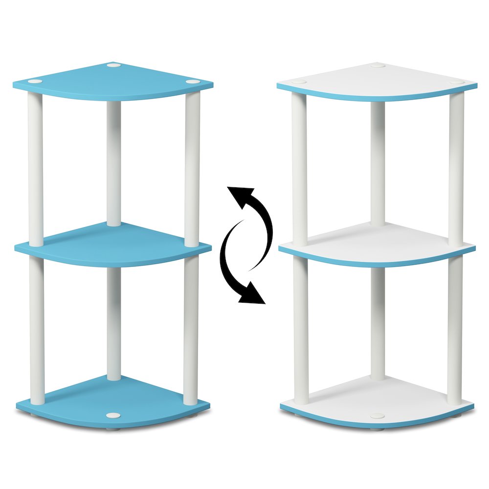 Turn-N-Tube 3-Tier Corner Shelf, Toolless Assembly, Light Blue. Picture 5