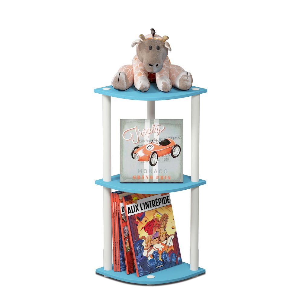Turn-N-Tube 3-Tier Corner Shelf, Toolless Assembly, Light Blue. Picture 6