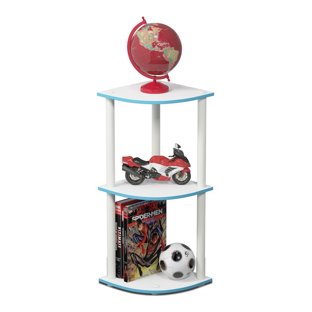 Turn-N-Tube 3-Tier Corner Shelf, Toolless Assembly, Light Blue. Picture 7