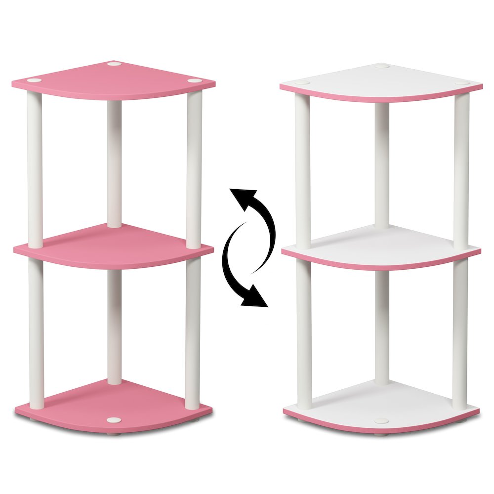 Turn-N-Tube 3-Tier Corner Shelf, Toolless Assembly, Pink. Picture 5