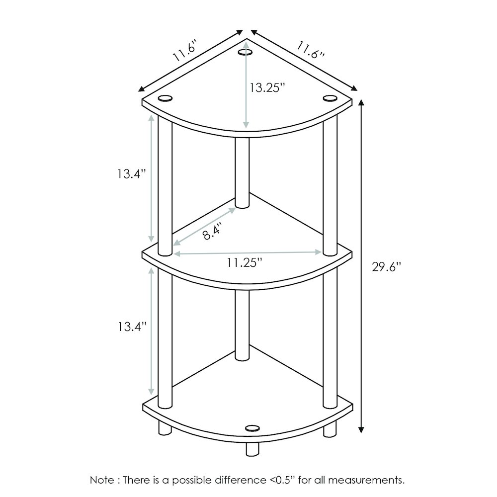 Turn-N-Tube 3-Tier Corner Shelf, Toolless Assembly, Pink. Picture 2