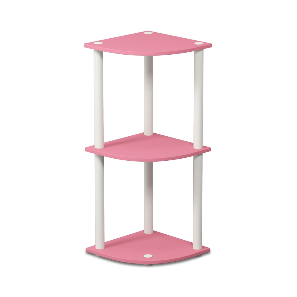 Turn-N-Tube 3-Tier Corner Shelf, Toolless Assembly, Pink. Picture 1