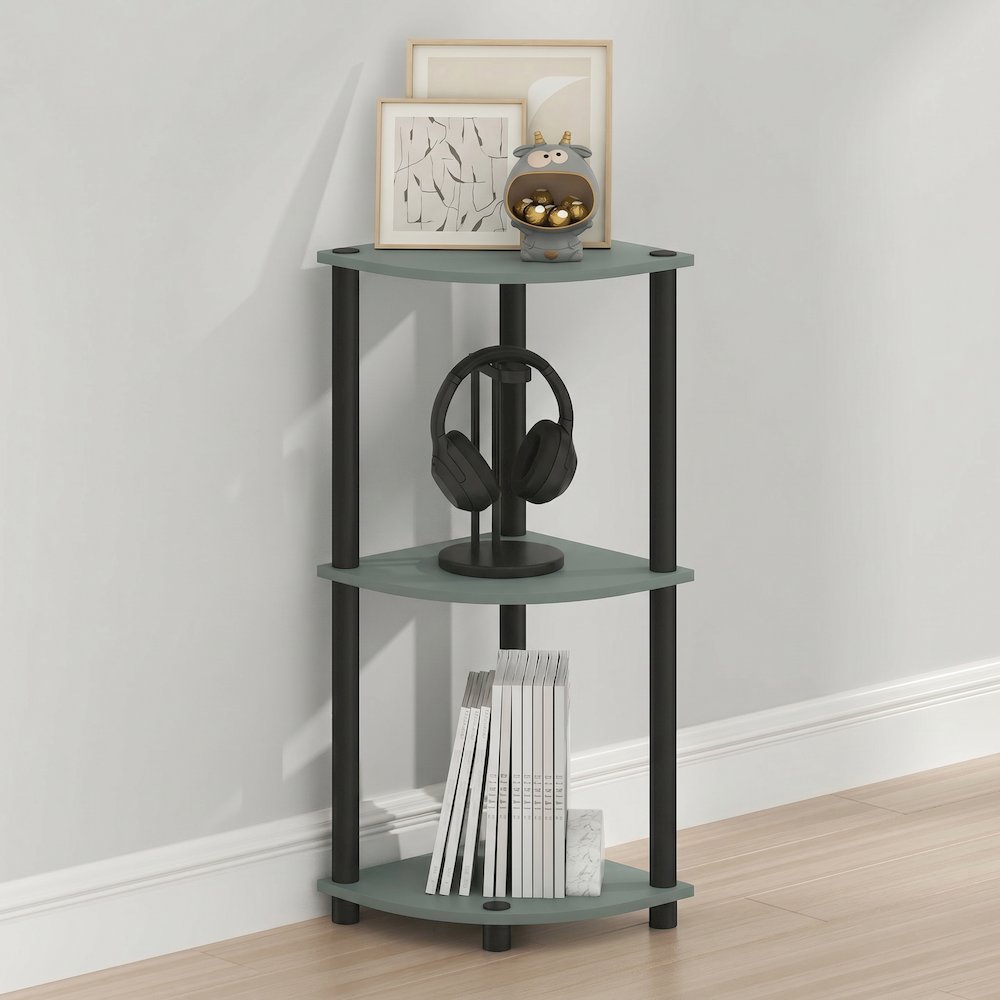 Turn-N-Tube 3-Tier Corner Shelf, Toolless Assembly, Sage Green. Picture 3