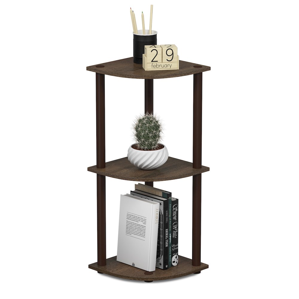 Turn-N-Tube 3-Tier Corner Shelf, Toolless Assembly, Walnut. Picture 6
