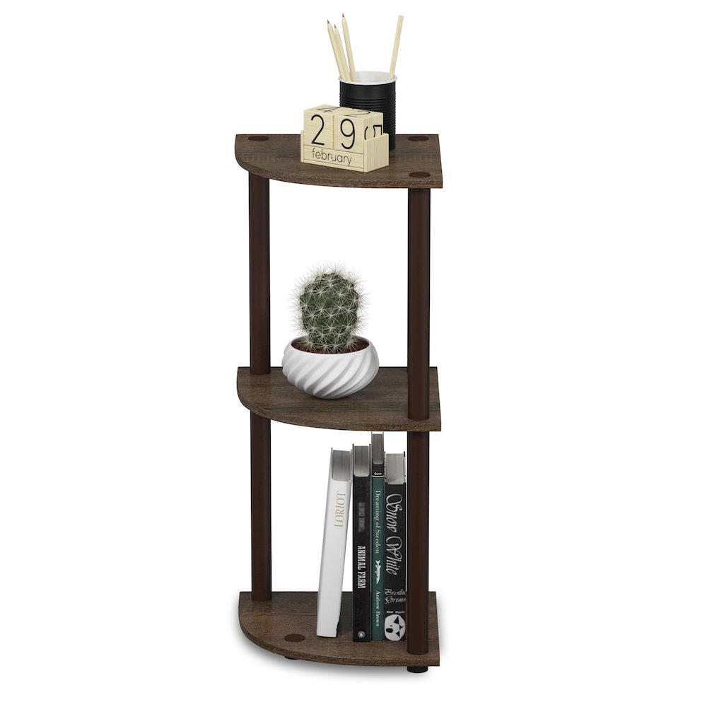 Turn-N-Tube 3-Tier Corner Shelf, Toolless Assembly, Walnut. Picture 7