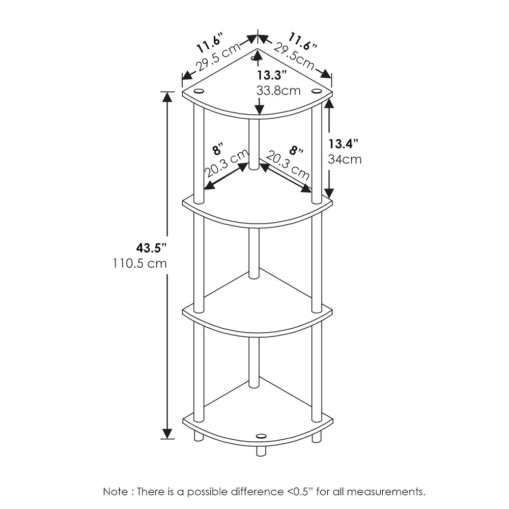 Turn-N-Tube 4-Tier Corner Shelf, Toolless Assembly, Amber Pine. Picture 2