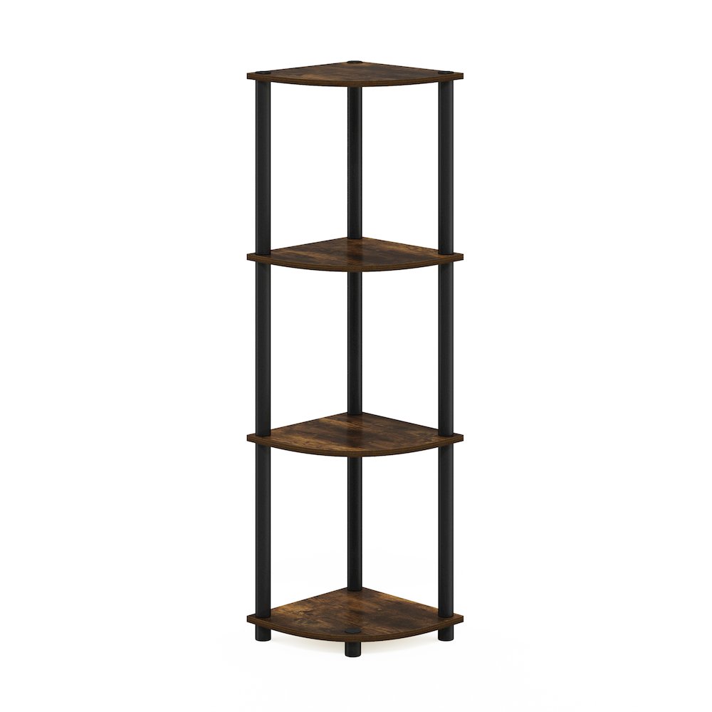Turn-N-Tube 4-Tier Corner Shelf, Toolless Assembly, Amber Pine. Picture 1