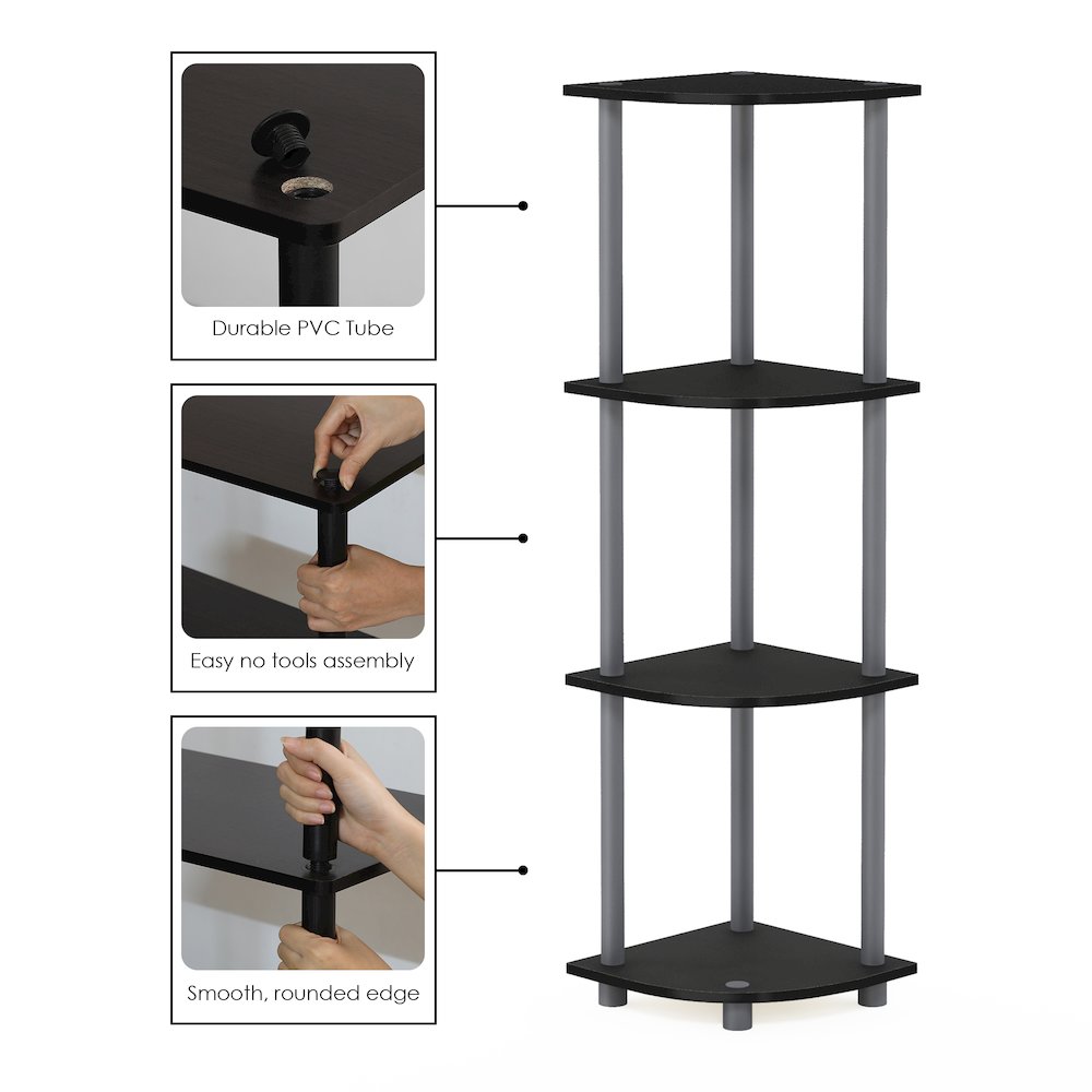 Turn-N-Tube 4-Tier Corner Shelf, Toolless Assembly, Black. Picture 5