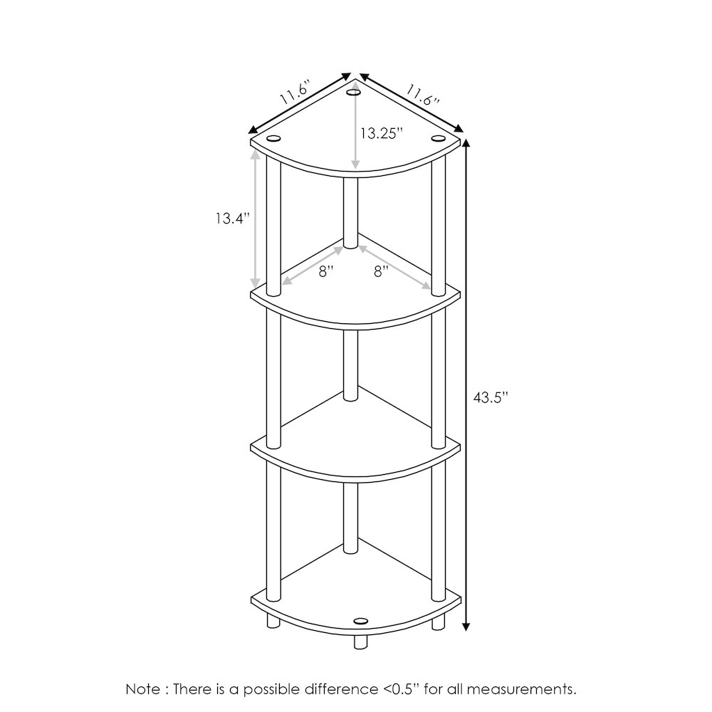 Turn-N-Tube 4-Tier Corner Shelf, Toolless Assembly, Black. Picture 2