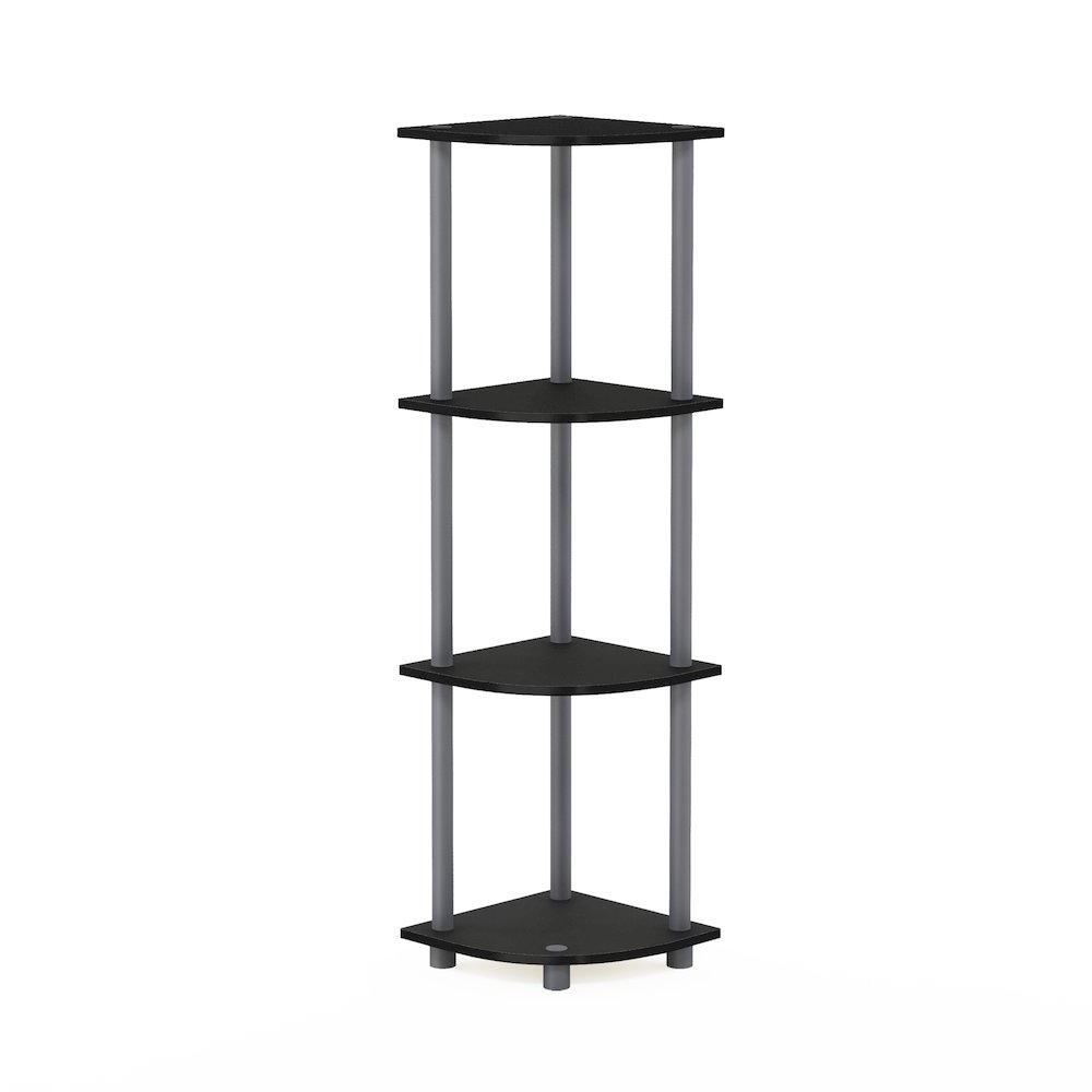Turn-N-Tube 4-Tier Corner Shelf, Toolless Assembly, Black. Picture 1