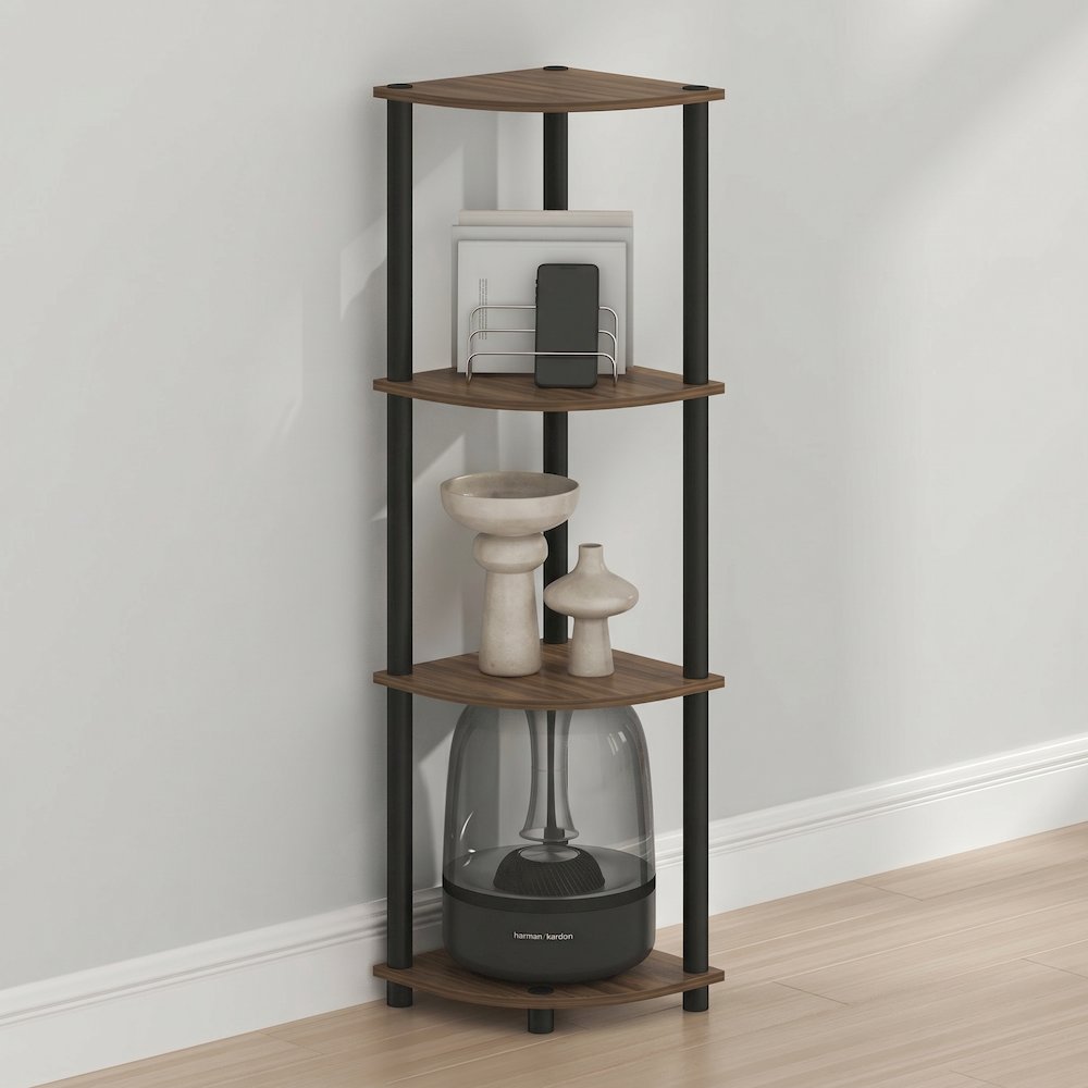 Turn-N-Tube 4-Tier Corner Shelf, Toolless Assembly, Columbia Walnut. Picture 4
