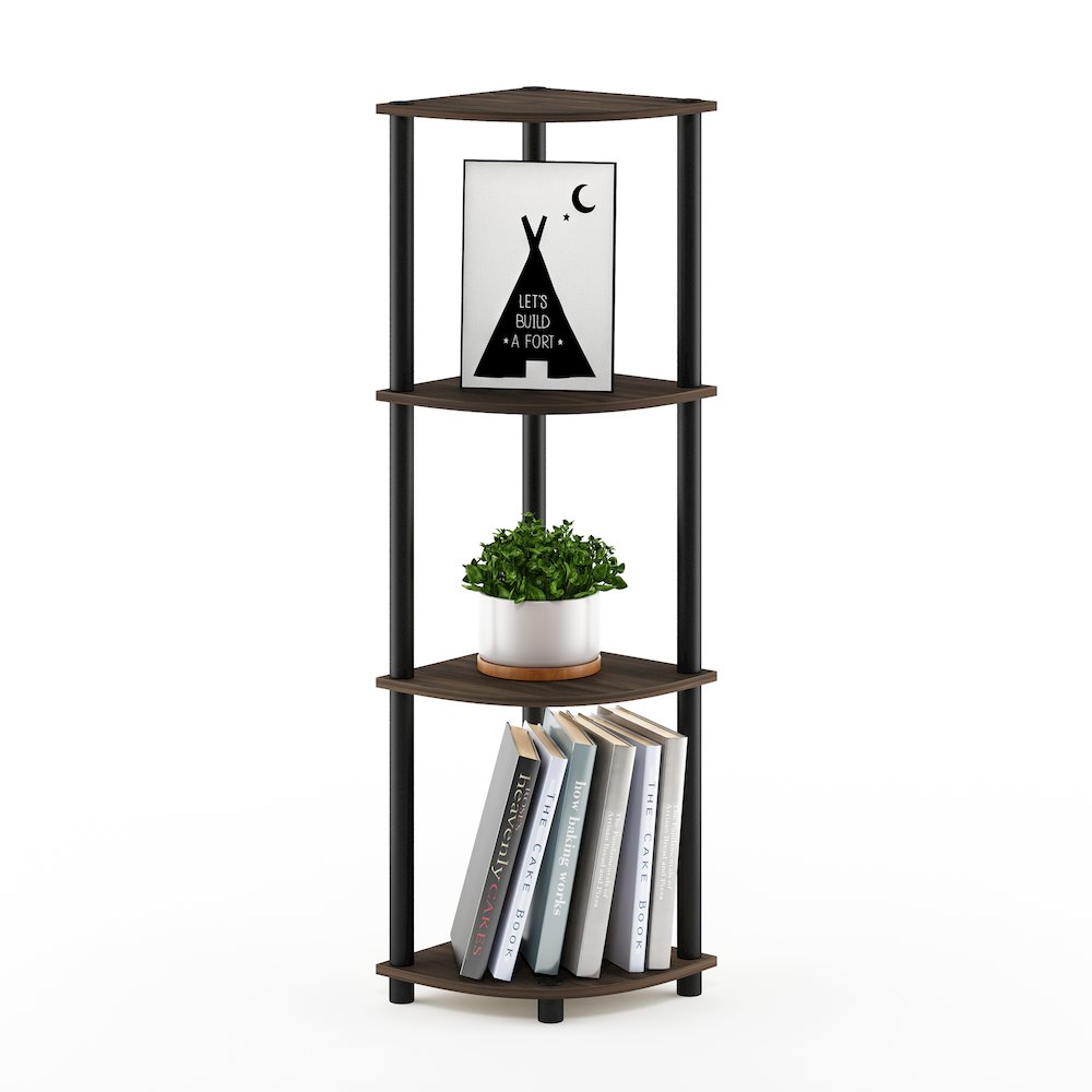 Turn-N-Tube 4-Tier Corner Shelf, Toolless Assembly, Columbia Walnut. Picture 6