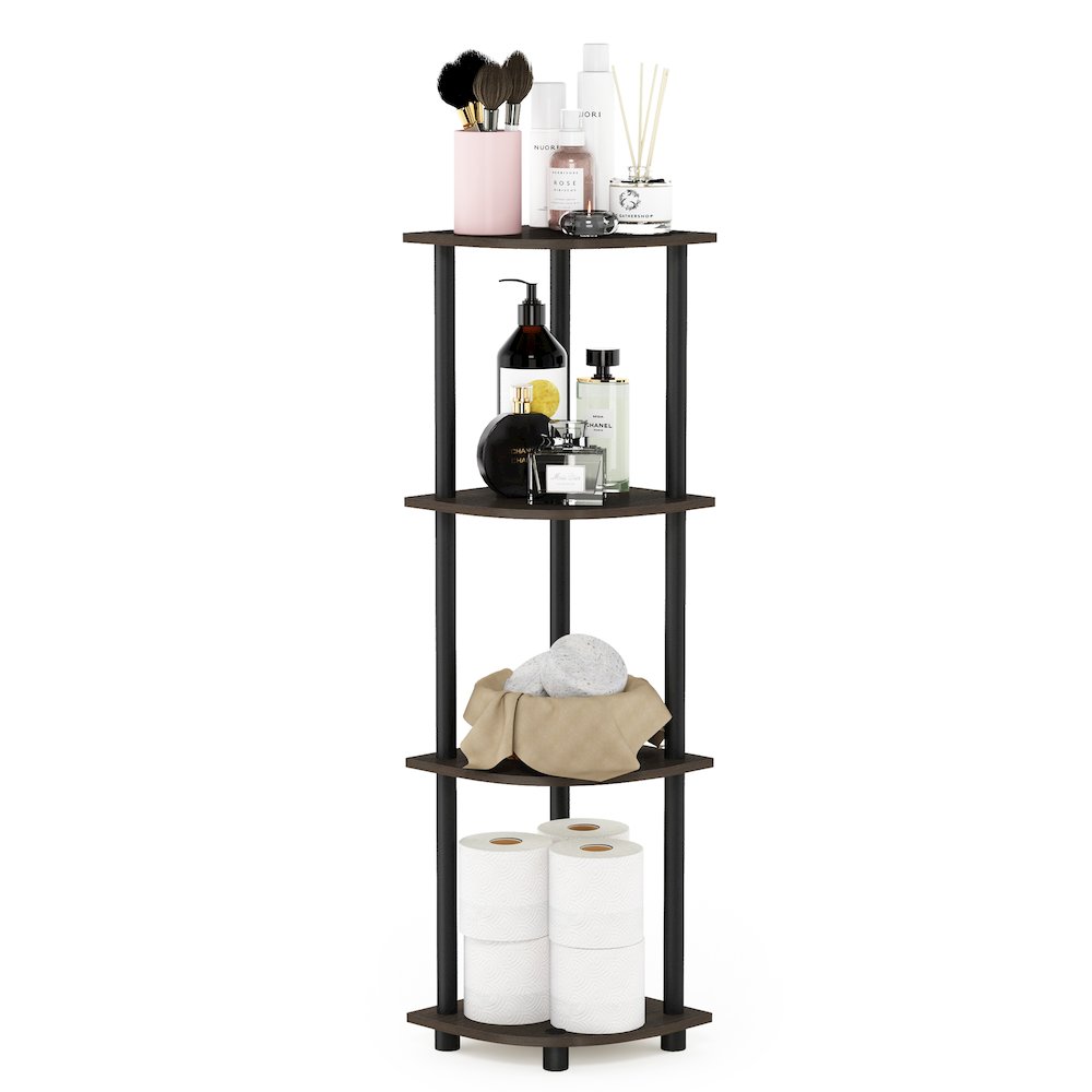 Turn-N-Tube 4-Tier Corner Shelf, Toolless Assembly, Dark Brown Grain. Picture 6