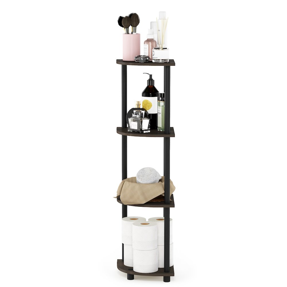 Turn-N-Tube 4-Tier Corner Shelf, Toolless Assembly, Dark Brown Grain. Picture 7