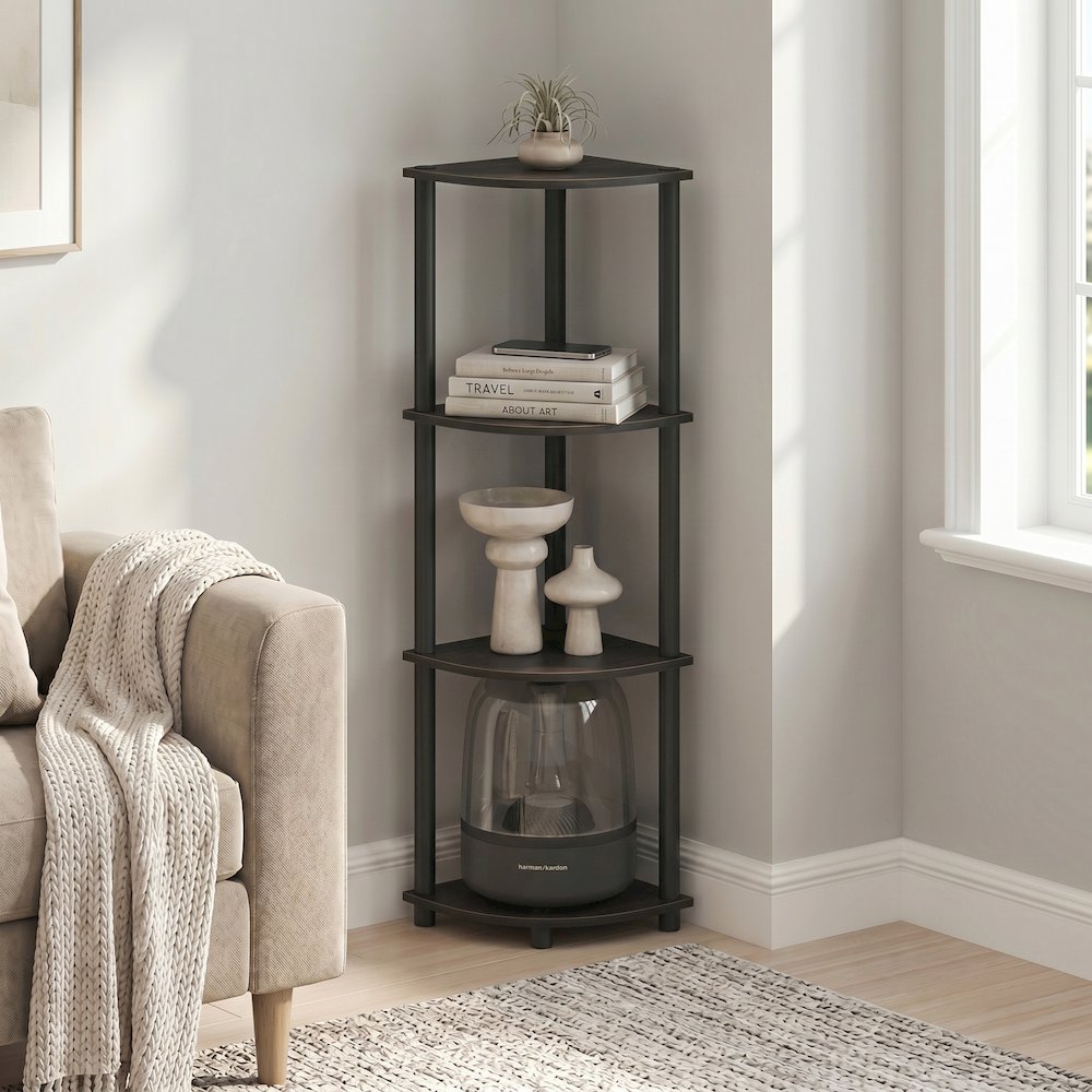 Turn-N-Tube 4-Tier Corner Shelf, Toolless Assembly, Espresso. Picture 3