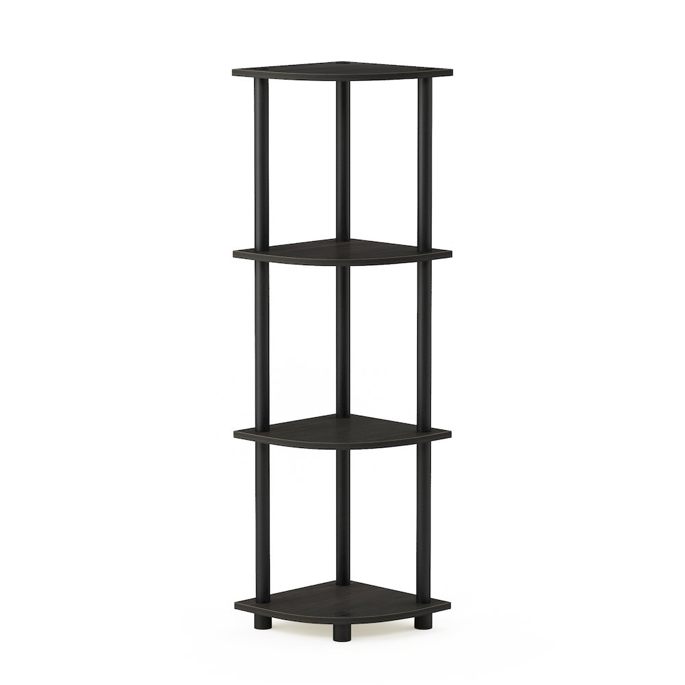 Turn-N-Tube 4-Tier Corner Shelf, Toolless Assembly, Espresso. Picture 1