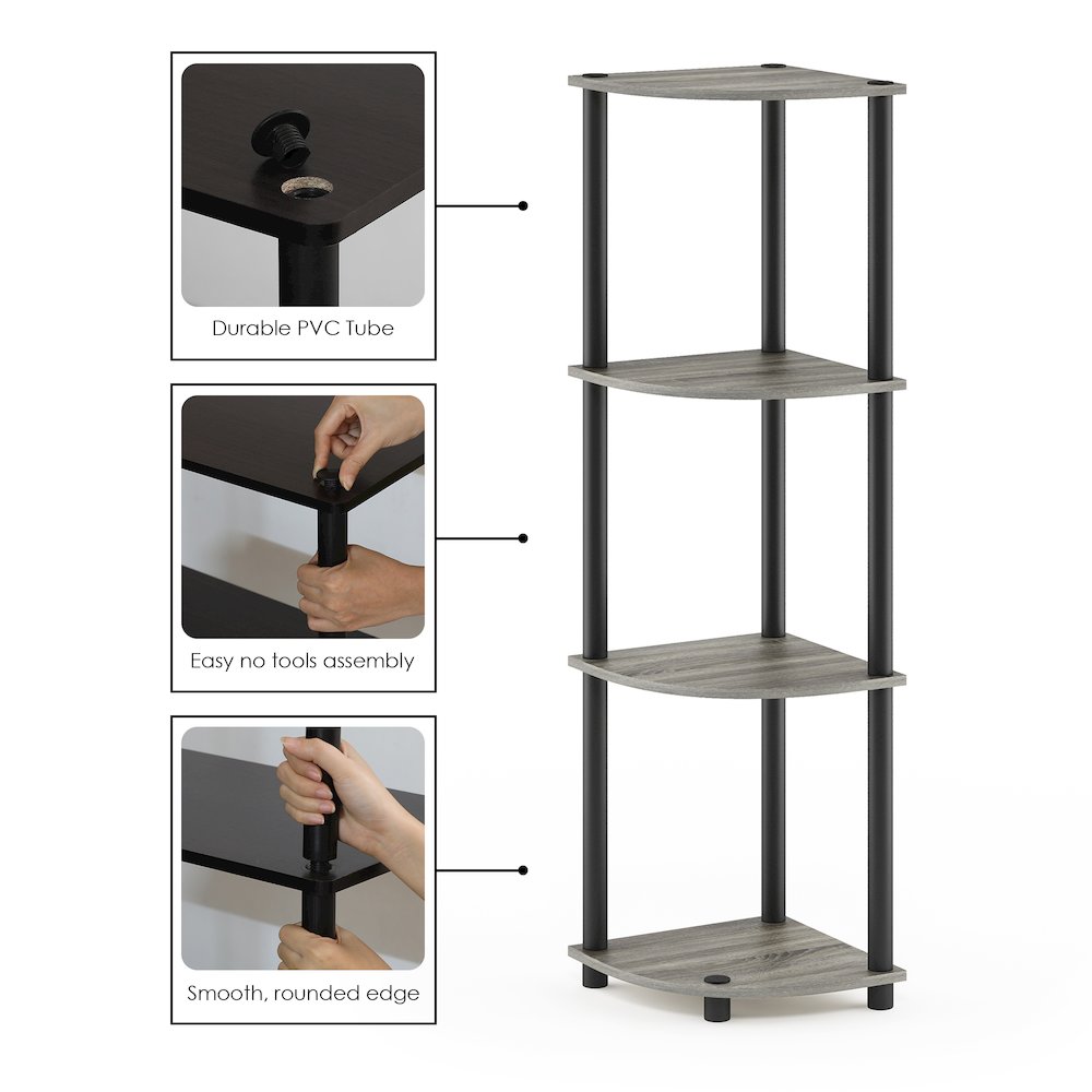 Turn-N-Tube 4-Tier Corner Shelf, Toolless Assembly, French Oak. Picture 5