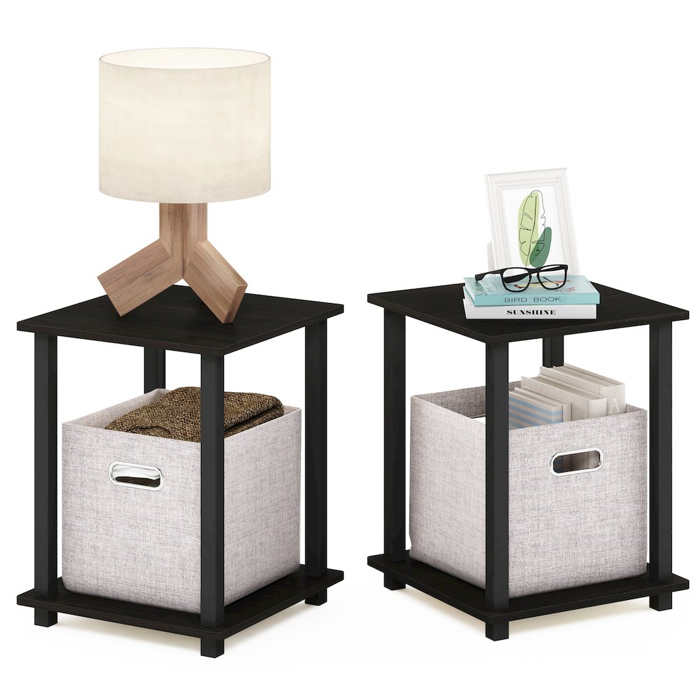 SIMPLISTIC Night Stand Set of 2, Bedside Table, Espresso. Picture 4