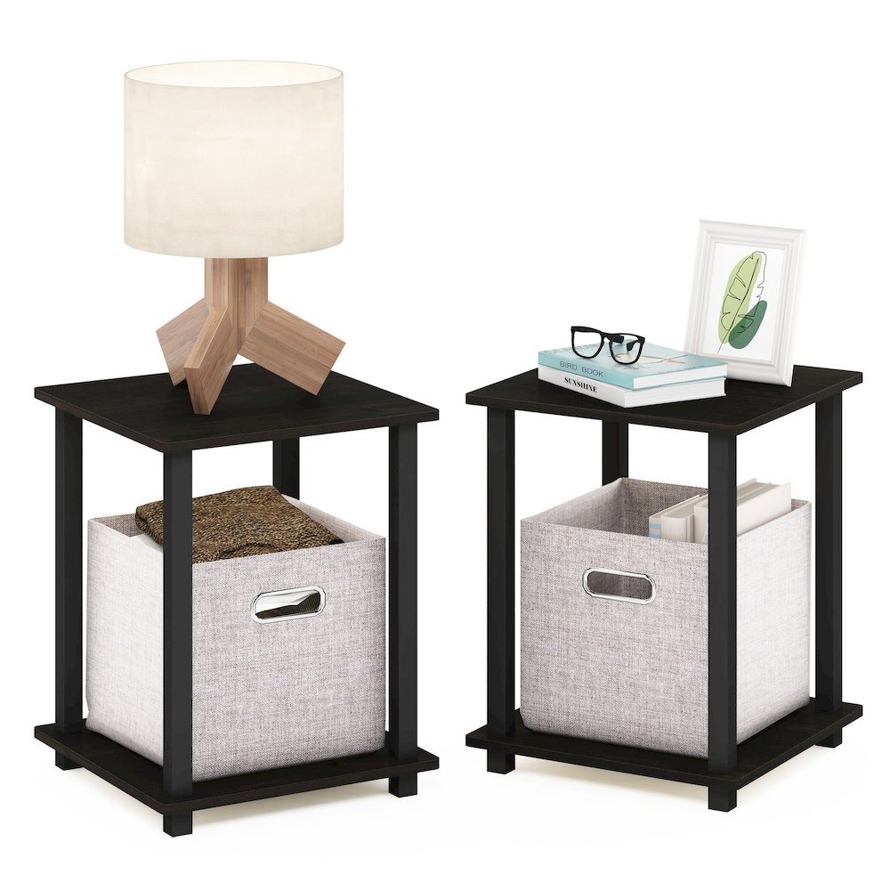 SIMPLISTIC Night Stand Set of 2, Bedside Table, Espresso. Picture 1