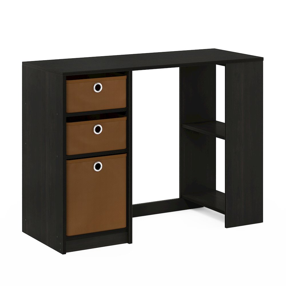 JAYA 40-In Entryway Table, 3 Fabric Drawers, Open Shelf, Espresso. Picture 1