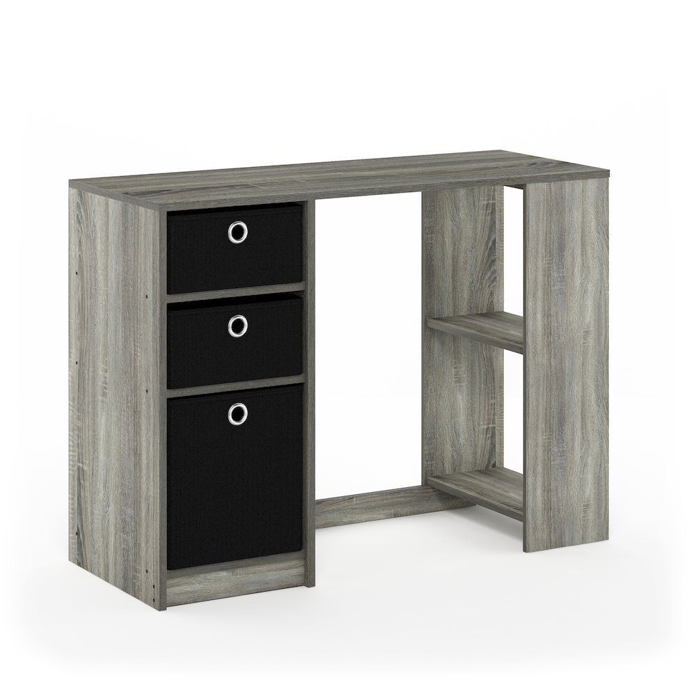 JAYA 40-In Entryway Table, 3 Fabric Drawers, Open Shelf, French Oak. Picture 4
