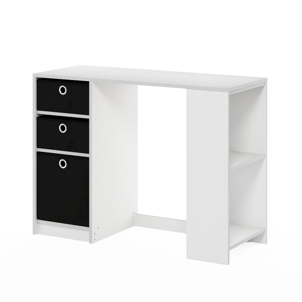JAYA 40-In Entryway Table, 3 Fabric Drawers, Open Shelf, White. Picture 1