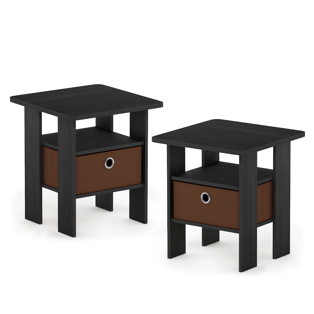 TIDUR Night Stand Set of 2, Open Shelf, Storage Bin, Americano. Picture 1