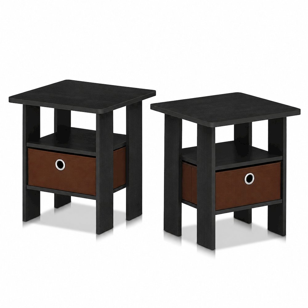 TIDUR Night Stand Set of 2, Open Shelf, Storage Bin, Americano. Picture 5