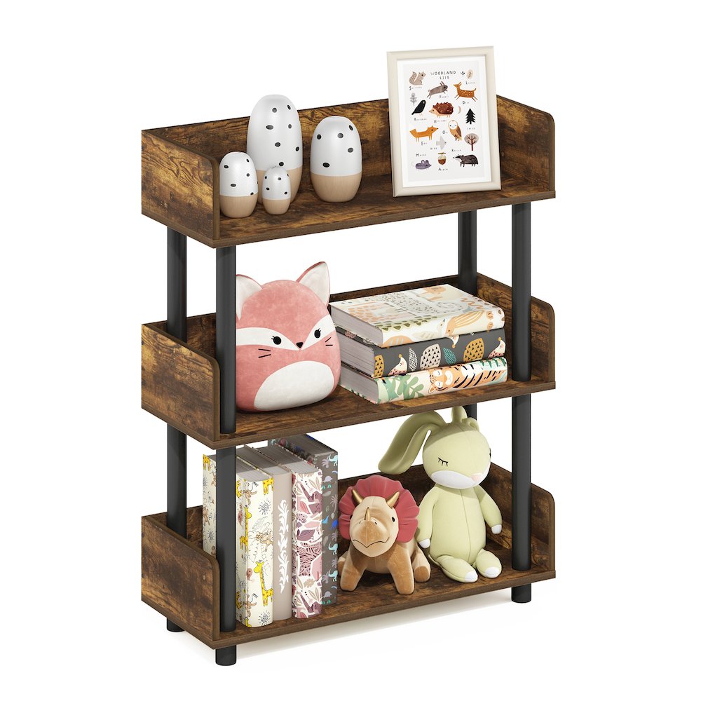 TURN-N-TUBE 3-Tier Bookshelf, Rounded Corners, 9.2x23.6x29.6, Amber Pine. Picture 2