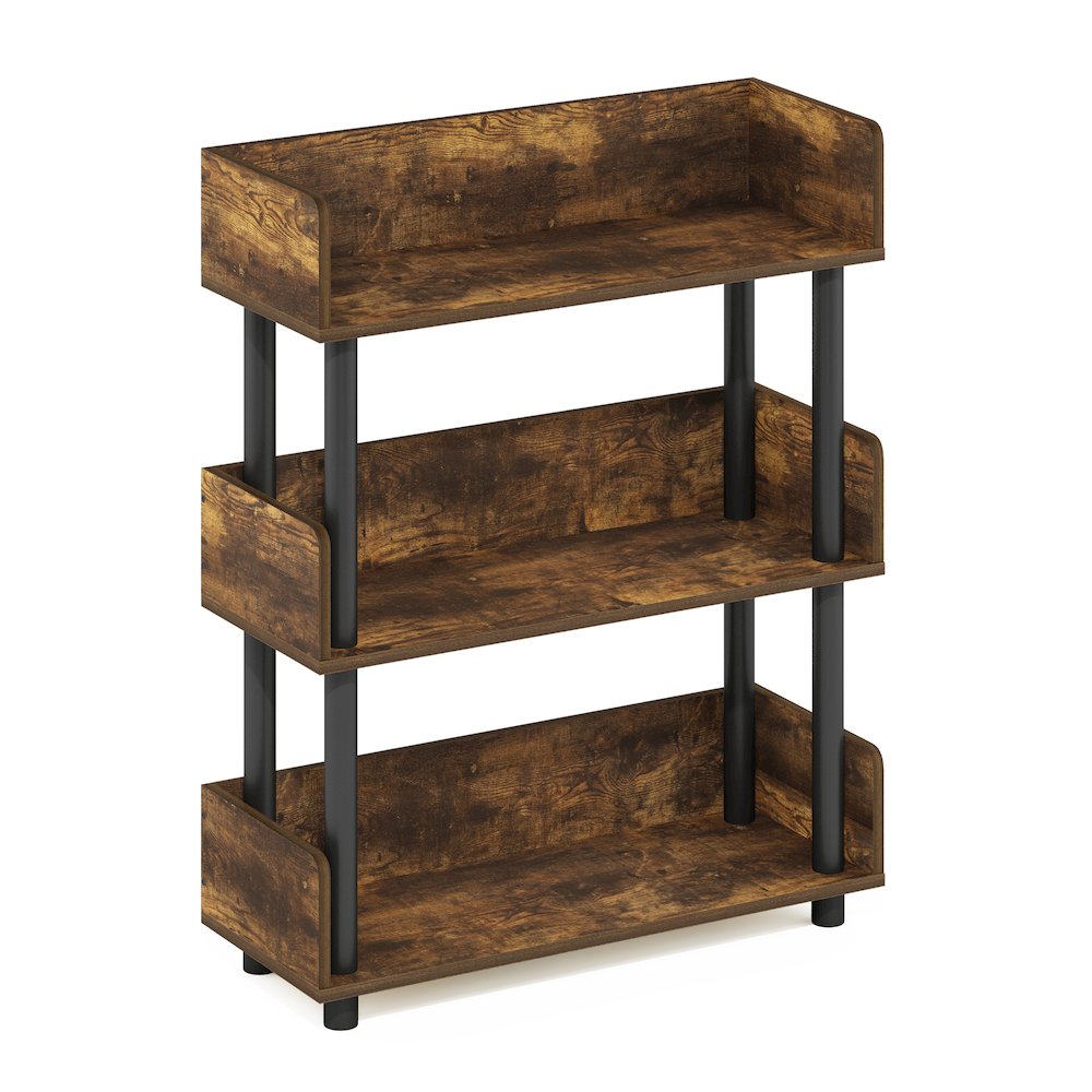 TURN-N-TUBE 3-Tier Bookshelf, Rounded Corners, 9.2x23.6x29.6, Amber Pine. Picture 1