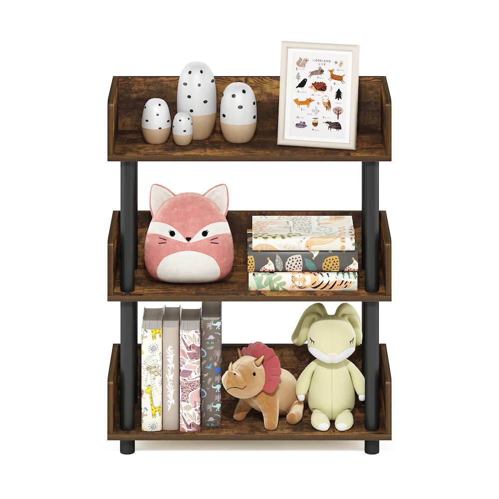 TURN-N-TUBE 3-Tier Bookshelf, Rounded Corners, 9.2x23.6x29.6, Amber Pine. Picture 6