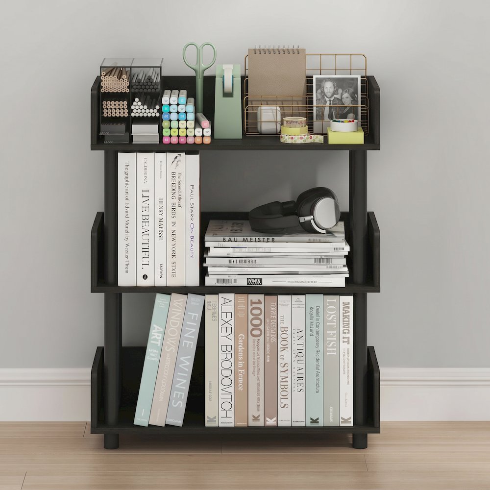 TURN-N-TUBE 3-Tier Bookshelf, Rounded Corners, 9.2x23.6x29.6, Espresso. Picture 5