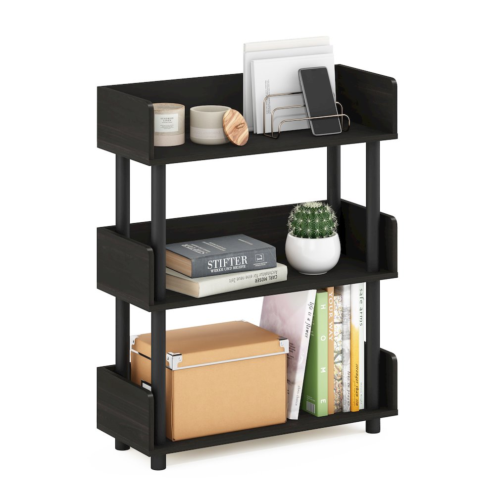TURN-N-TUBE 3-Tier Bookshelf, Rounded Corners, 9.2x23.6x29.6, Espresso. Picture 6