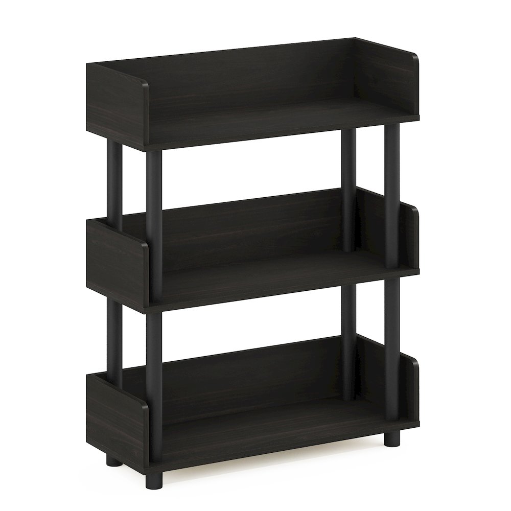 TURN-N-TUBE 3-Tier Bookshelf, Rounded Corners, 9.2x23.6x29.6, Espresso. Picture 1