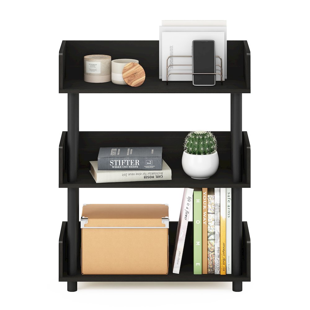 TURN-N-TUBE 3-Tier Bookshelf, Rounded Corners, 9.2x23.6x29.6, Espresso. Picture 7