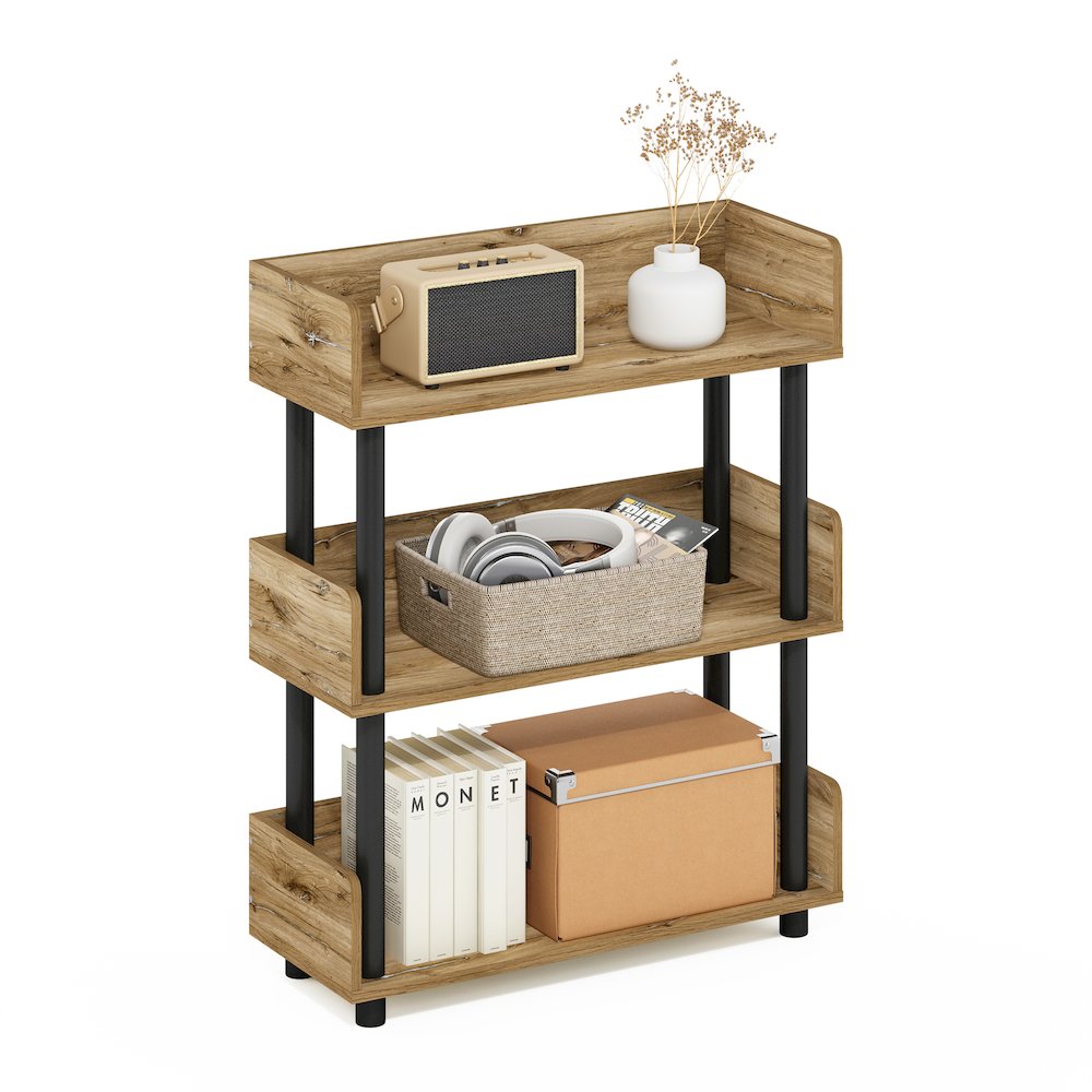 TURN-N-TUBE 3-Tier Bookshelf, Rounded Corners, 9.2x23.6x29.6, Flagstaff Oak. Picture 6