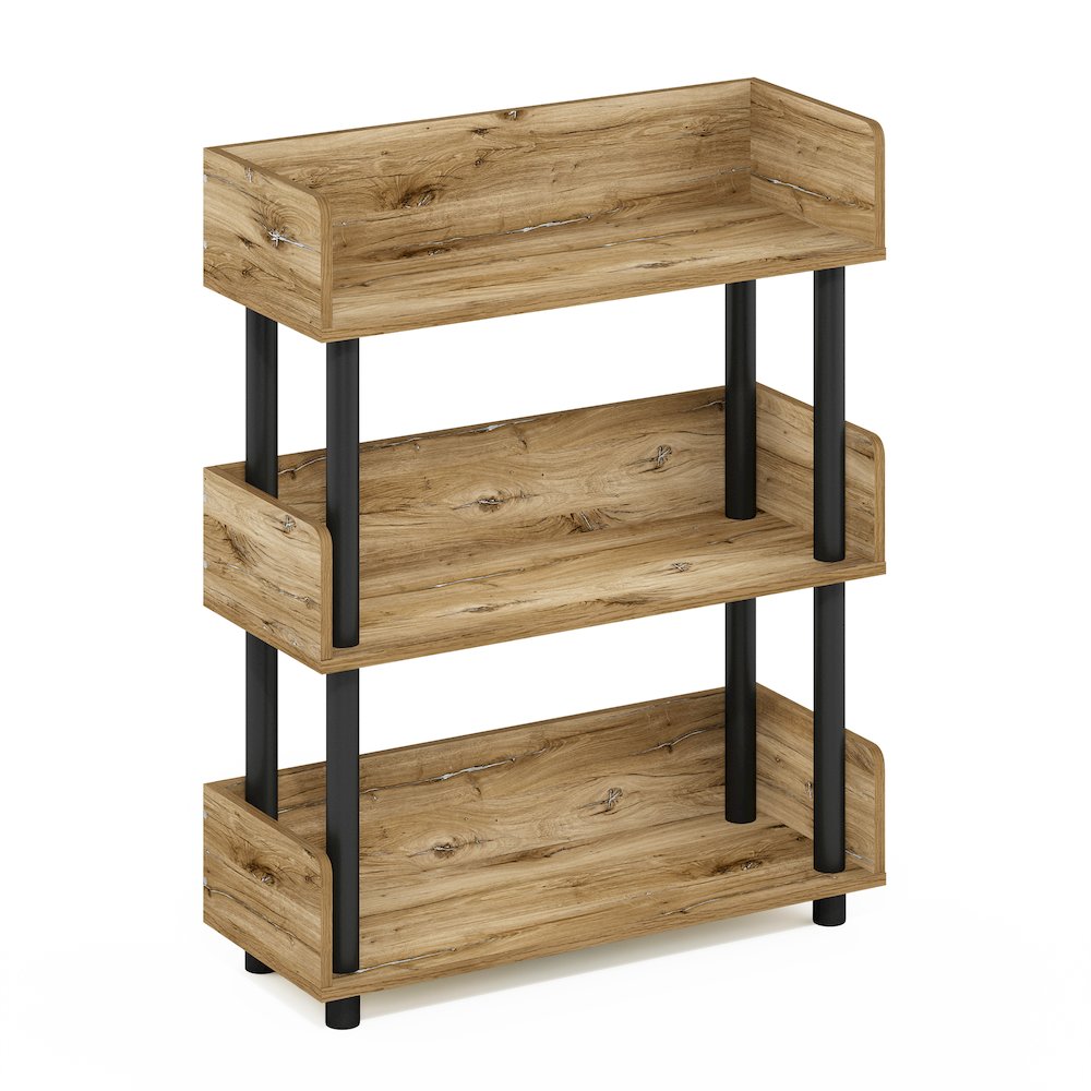 TURN-N-TUBE 3-Tier Bookshelf, Rounded Corners, 9.2x23.6x29.6, Flagstaff Oak. Picture 1