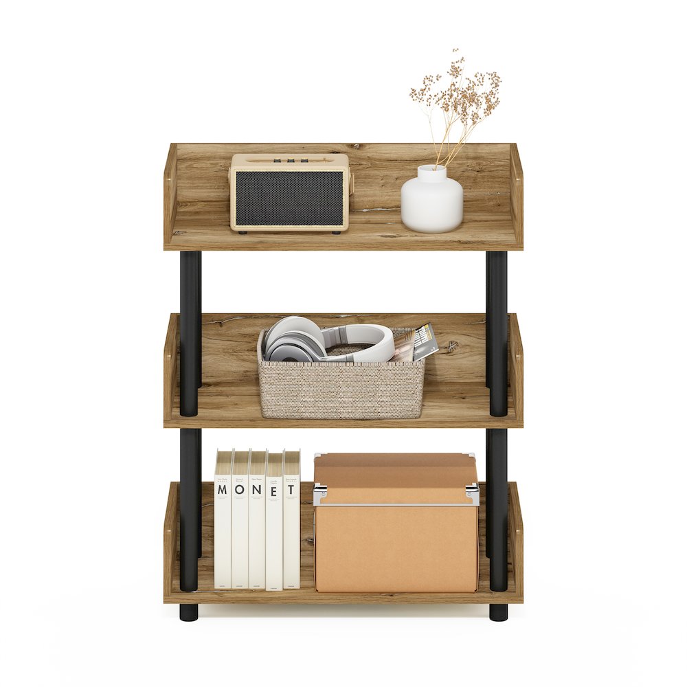 TURN-N-TUBE 3-Tier Bookshelf, Rounded Corners, 9.2x23.6x29.6, Flagstaff Oak. Picture 7