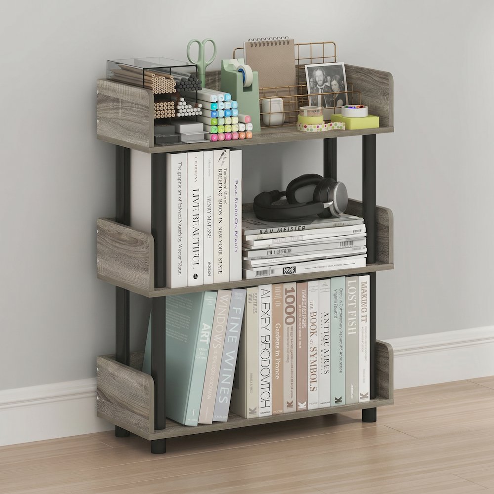 TURN-N-TUBE 3-Tier Bookshelf, Rounded Corners, 9.2x23.6x29.6, French Oak. Picture 4