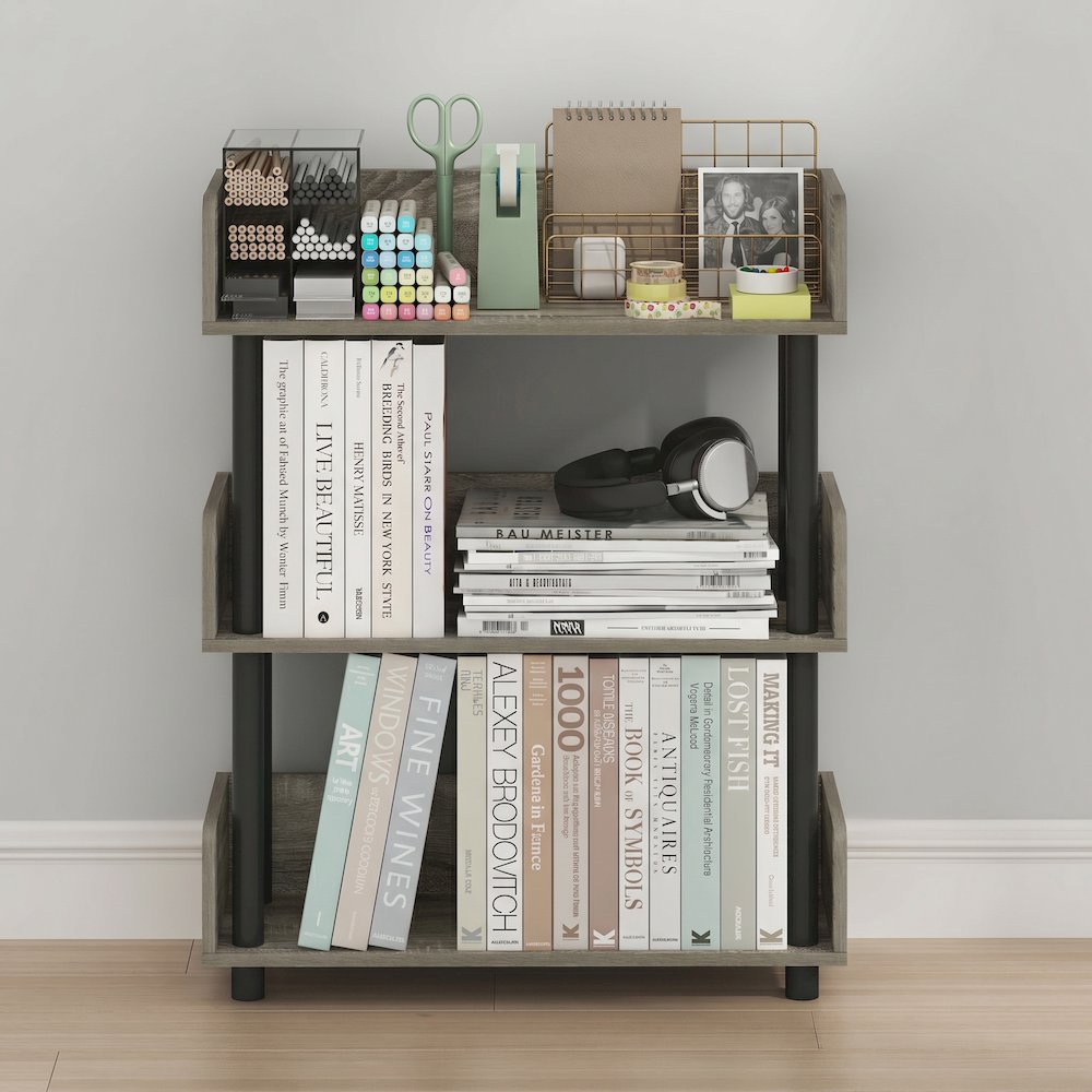 TURN-N-TUBE 3-Tier Bookshelf, Rounded Corners, 9.2x23.6x29.6, French Oak. Picture 5