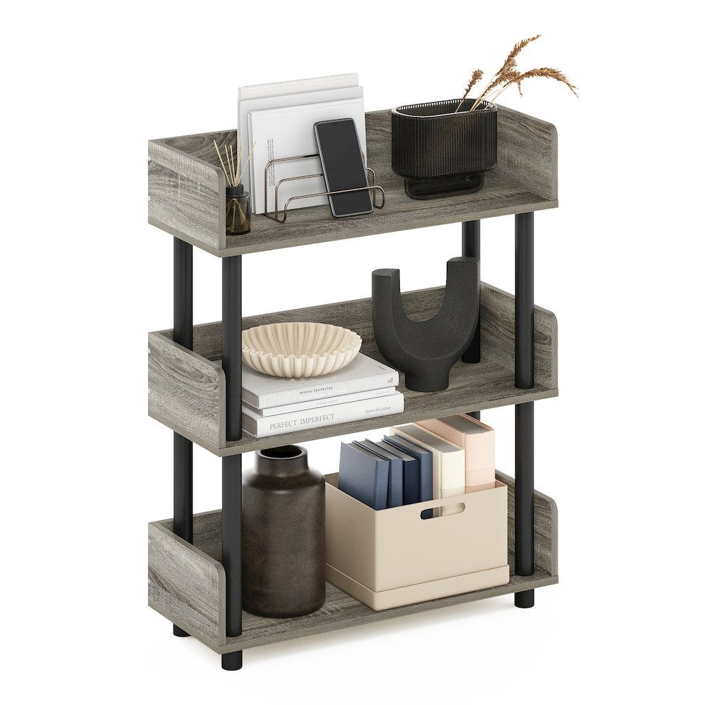 TURN-N-TUBE 3-Tier Bookshelf, Rounded Corners, 9.2x23.6x29.6, French Oak. Picture 6