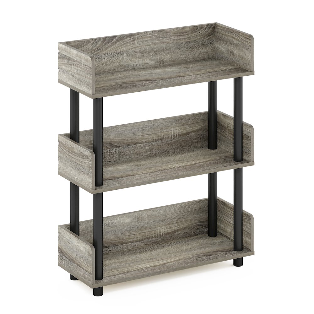 TURN-N-TUBE 3-Tier Bookshelf, Rounded Corners, 9.2x23.6x29.6, French Oak. Picture 1