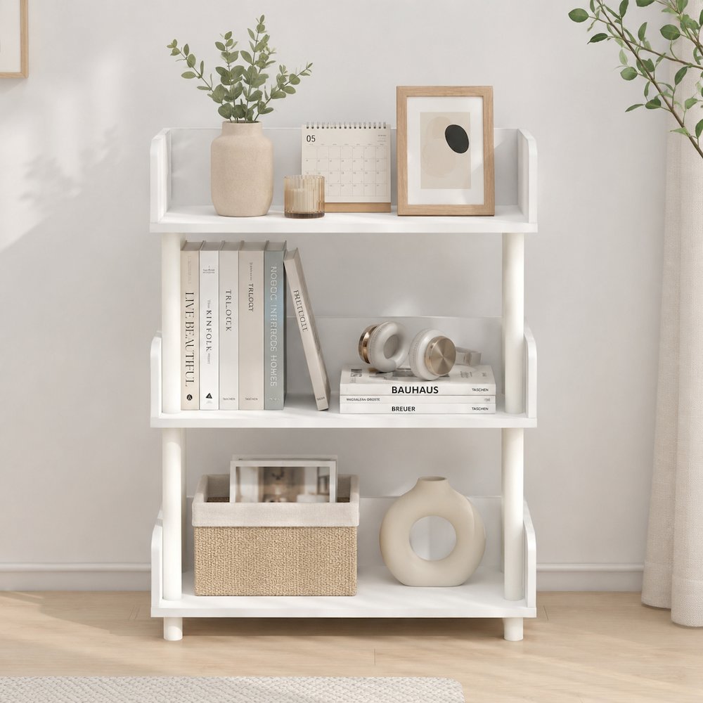 TURN-N-TUBE 3-Tier Bookshelf, Rounded Corners, 9.2x23.6x29.6, White. Picture 5