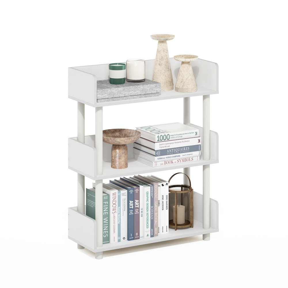 TURN-N-TUBE 3-Tier Bookshelf, Rounded Corners, 9.2x23.6x29.6, White. Picture 6