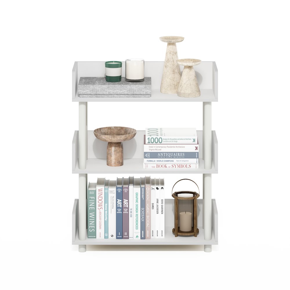 TURN-N-TUBE 3-Tier Bookshelf, Rounded Corners, 9.2x23.6x29.6, White. Picture 7